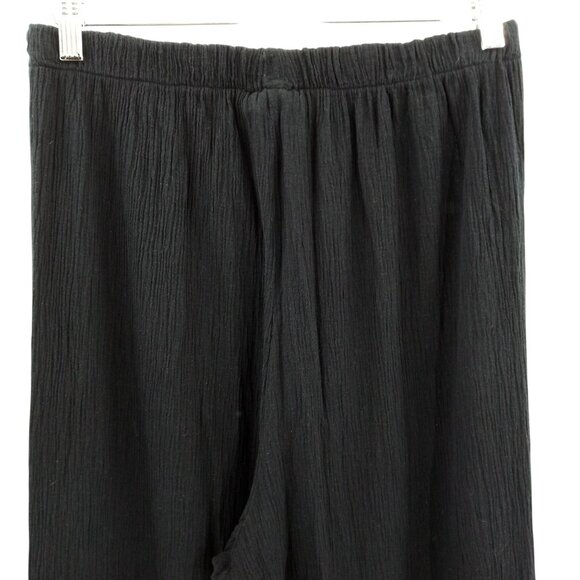Bryn Walker Black Cotton Gauze Wide Leg Pants Size XL Lagenlook Pockets Pull On - Picture 8 of 13